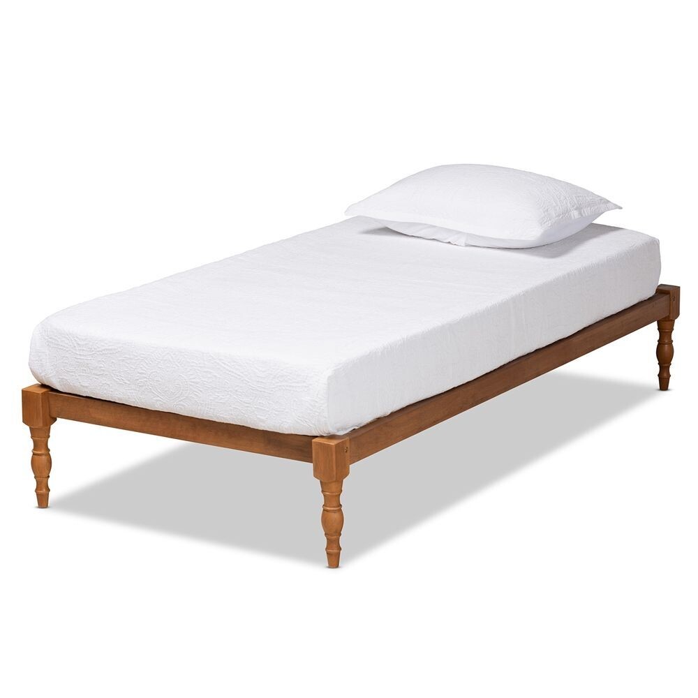 BAXTON STUDIO ISELINE MODERN AND CONTEMPORARY WALNUT BROWN FINISHED WOOD TWIN SIZE PLATFORM BED FRAME