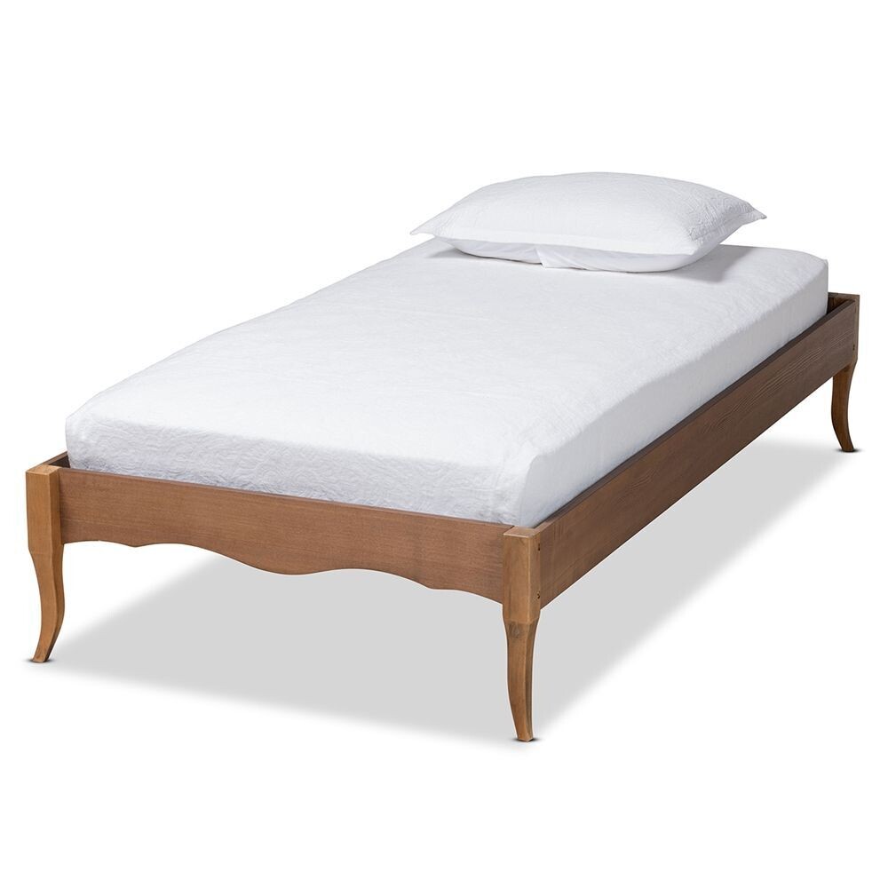 BAXTON STUDIO MARIEKE VINTAGE FRENCH INSPIRED ASH WALNUT FINISHED WOOD TWIN SIZE PLATFORM BED FRAME