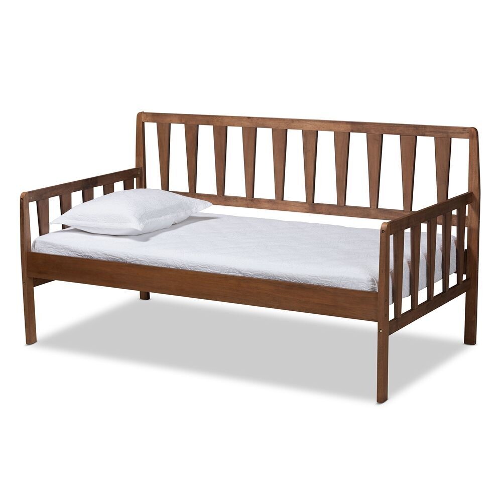 BAXTON STUDIO MIDORI MODERN AND CONTEMPORARY TRANSITIONAL WALNUT BROWN FINISHED WOOD TWIN SIZE DAYBED