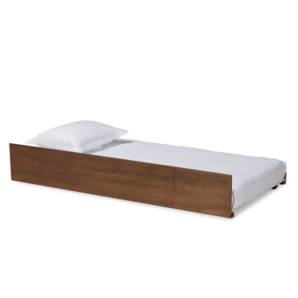 BAXTON STUDIO MIDORI MODERN AND CONTEMPORARY TRANSITIONAL WALNUT BROWN FINISHED WOOD TWIN SIZE TRUNDLE BED