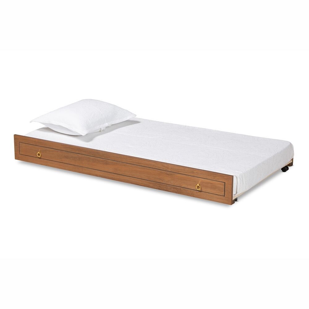 BAXTON STUDIO ALYA CLASSIC TRADITIONAL FARMHOUSE WALNUT BROWN FINISHED WOOD TWIN SIZE TRUNDLE