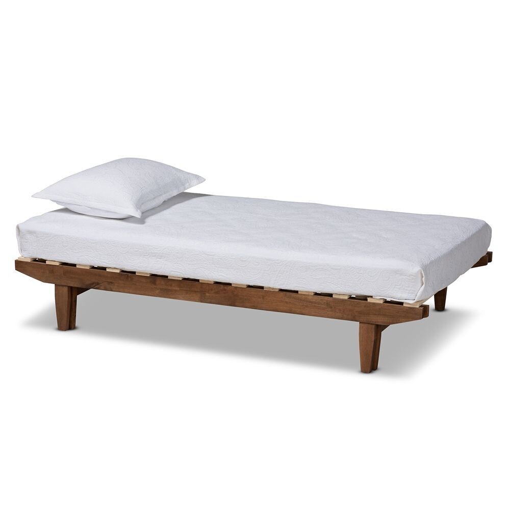 BAXTON STUDIO HIRO MODERN AND CONTEMPORARY WALNUT FINISHED WOOD EXPANDABLE TWIN SIZE TO KING SIZE BED FRAME