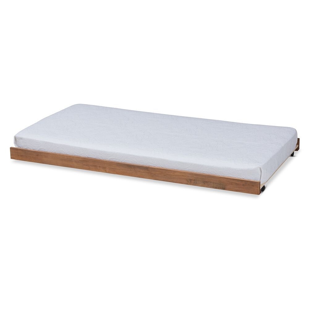 BAXTON STUDIO VELES MODERN AND CONTEMPORARY ASH WALNUT FINISHED TWIN SIZE TRUNDLE BED