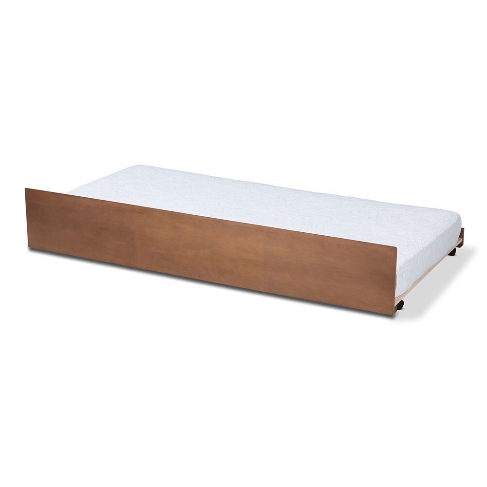 BAXTON STUDIO TOVELI MODERN AND CONTEMPORARY ASH WALNUT FINISHED TWIN SIZE TRUNDLE BED
