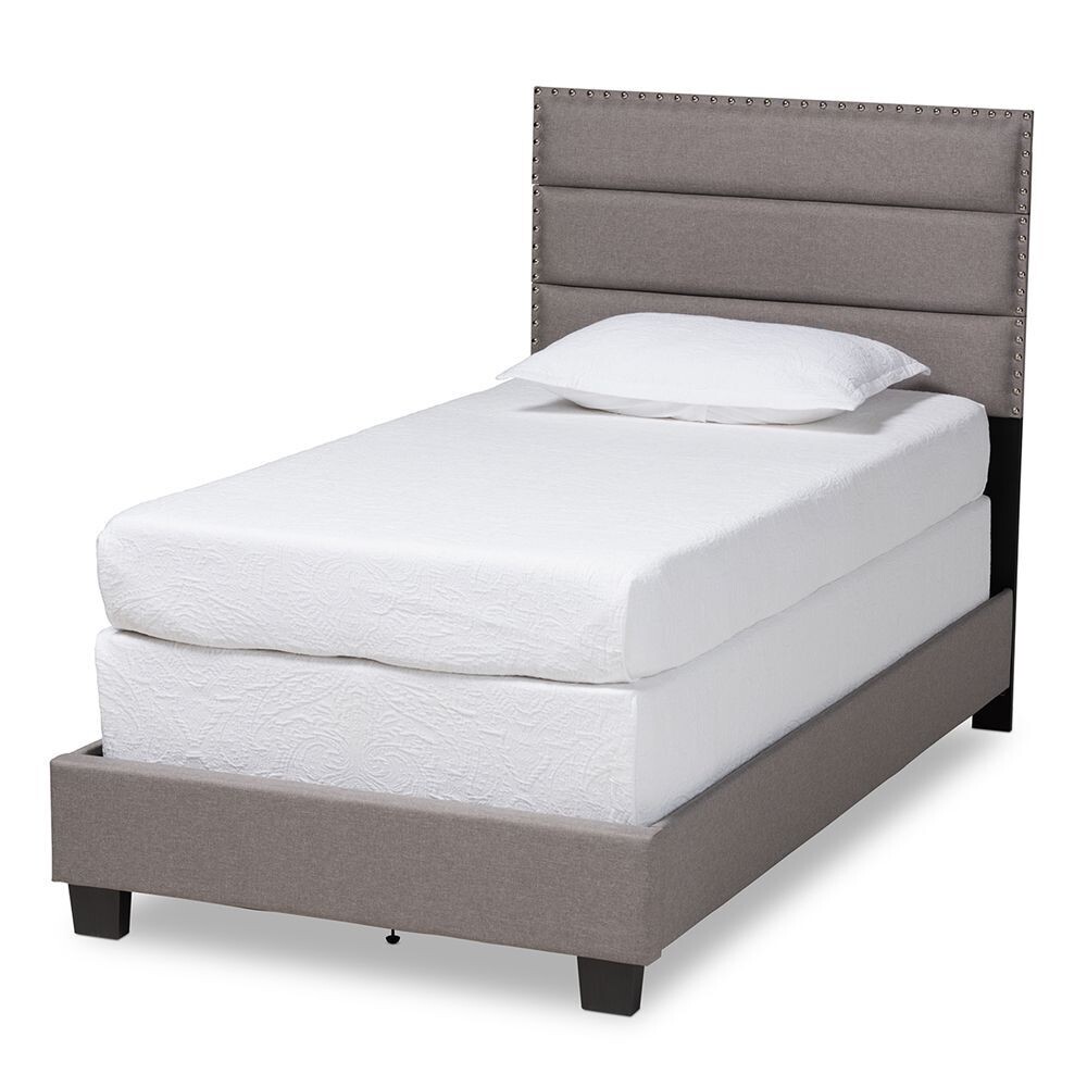 BAXTON STUDIO ANSA MODERN AND CONTEMPORARY GREY FABRIC UPHOLSTERED TWIN SIZE BED