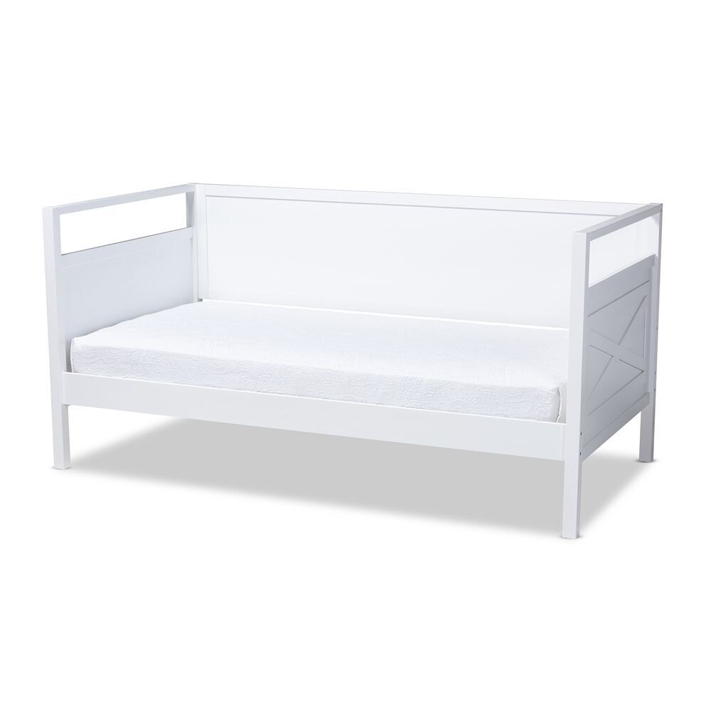 BAXTON STUDIO CINTIA COTTAGE FARMHOUSE WHITE FINISHED WOOD TWIN SIZE DAYBED