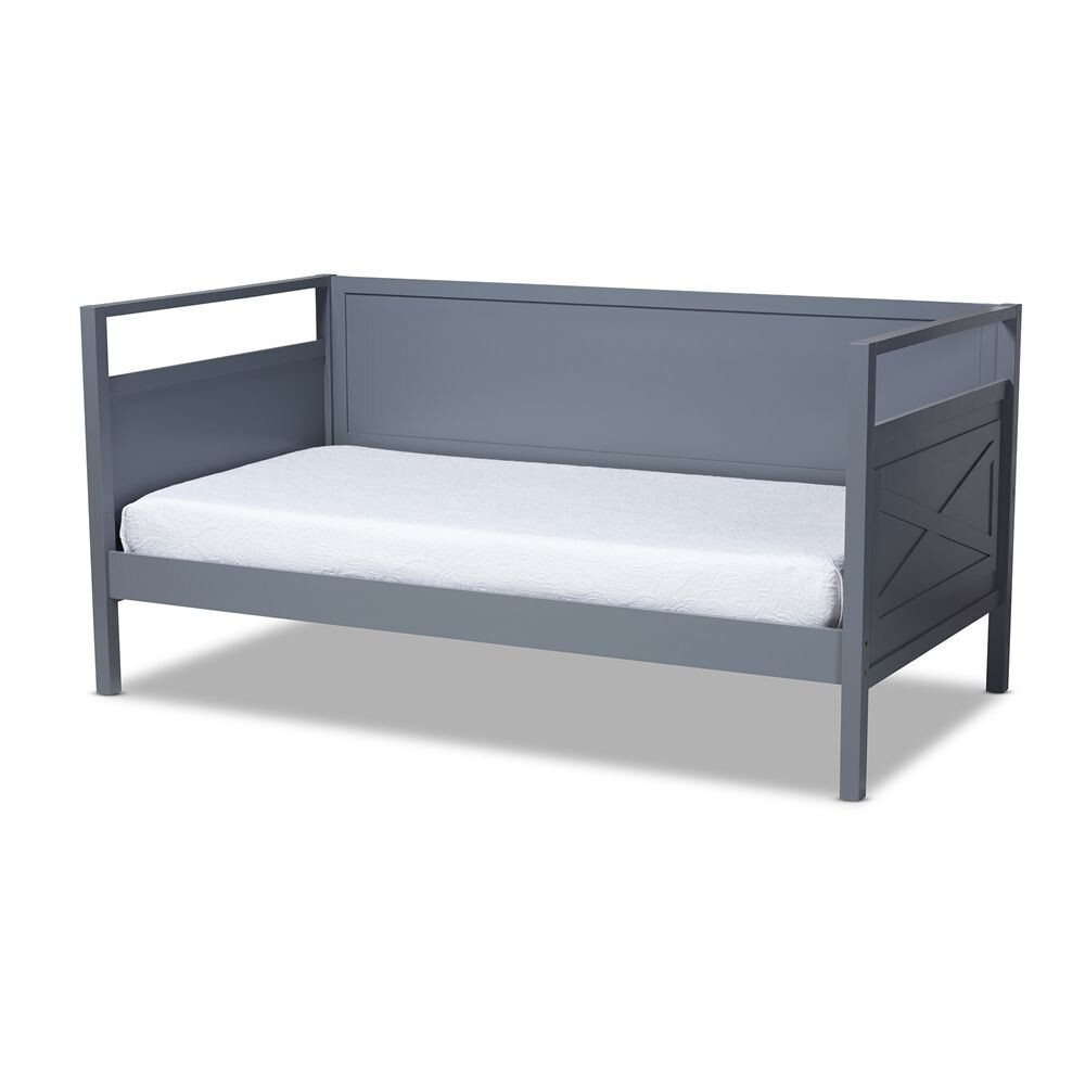BAXTON STUDIO CINTIA COTTAGE FARMHOUSE GREY FINISHED WOOD TWIN SIZE DAYBED
