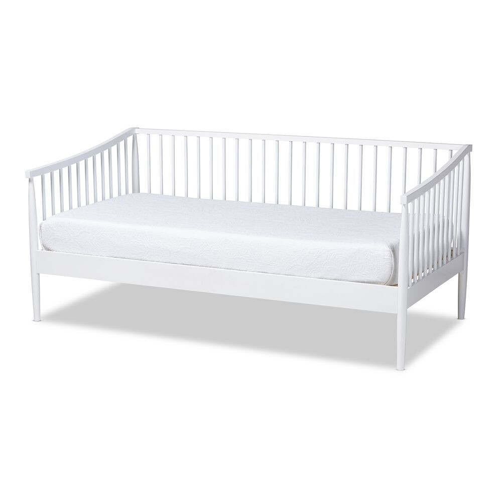 BAXTON STUDIO RENATA CLASSIC AND TRADITIONAL WHITE FINISHED WOOD TWIN SIZE SPINDLE DAYBED