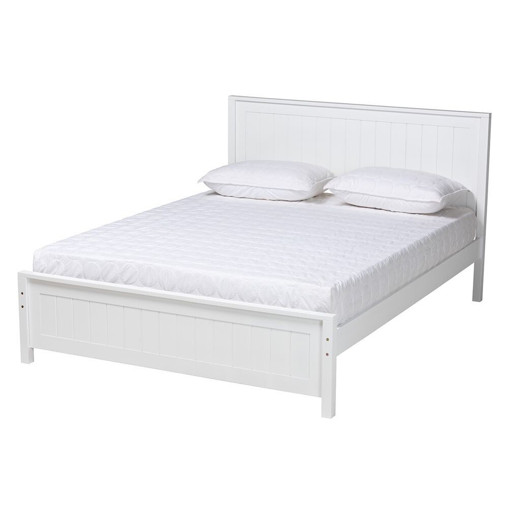BAXTON STUDIO NEVES CLASSIC AND TRADITIONAL WHITE FINISHED WOOD FULL SIZE PLATFORM BED