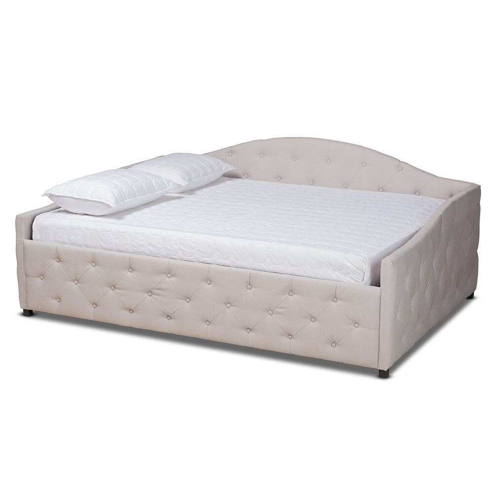 BAXTON STUDIO BECKER MODERN AND CONTEMPORARY TRANSITIONAL BEIGE FABRIC UPHOLSTERED FULL SIZE DAYBED