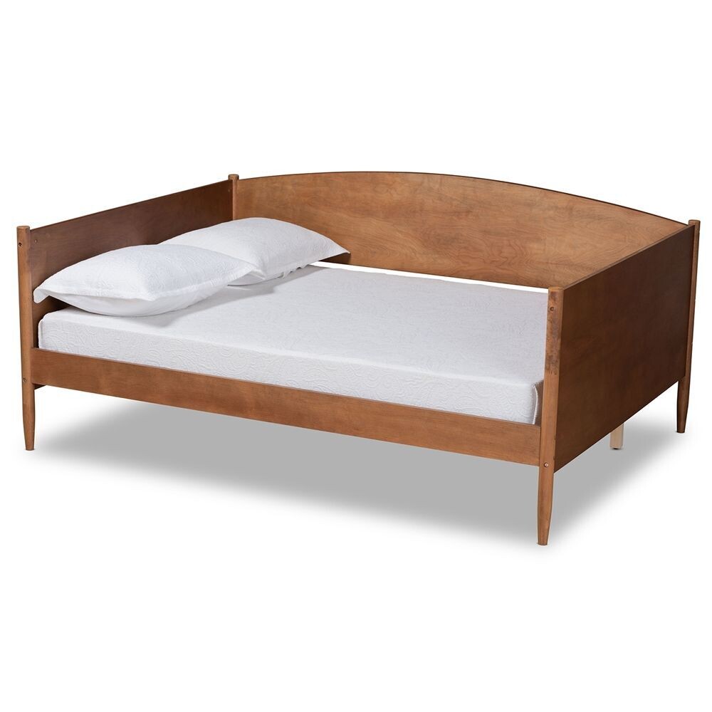 BAXTON STUDIO VELES MID-CENTURY MODERN ASH WALNUT FINISHED WOOD FULL SIZE DAYBED