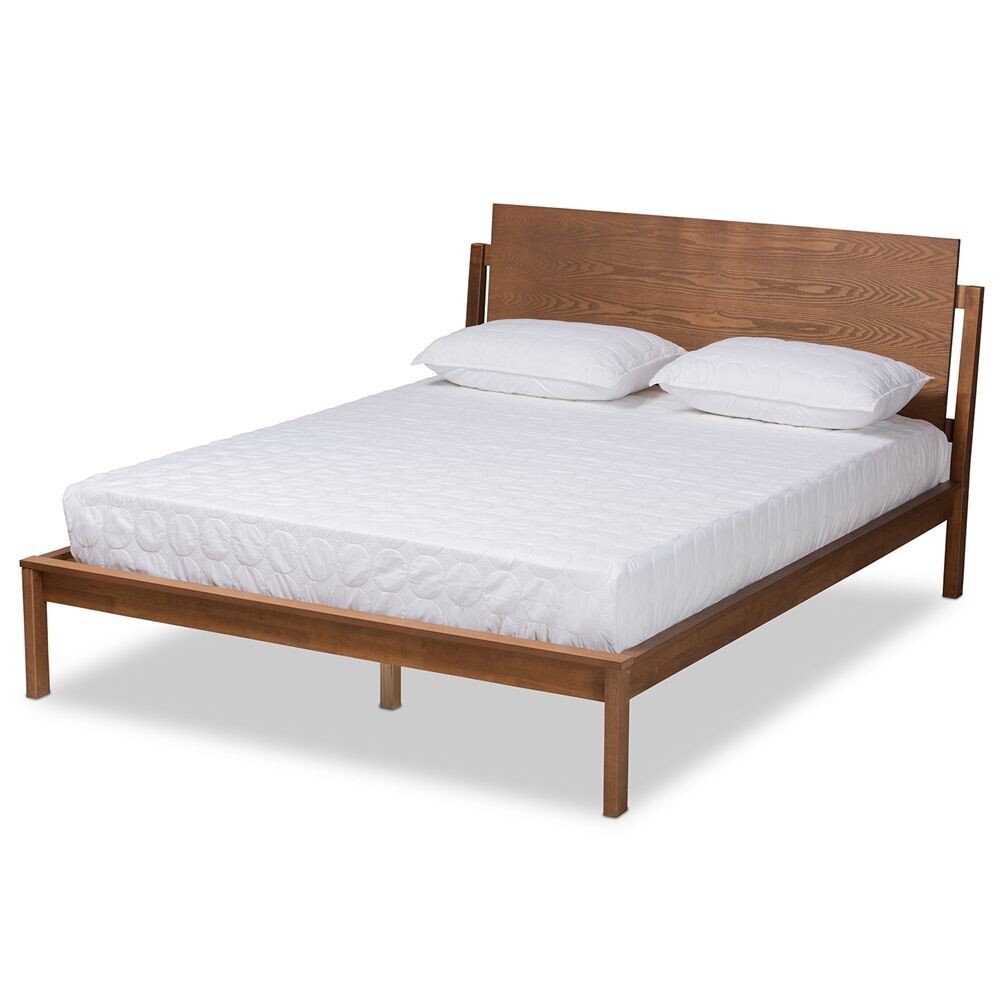 BAXTON STUDIO GIUSEPPE MODERN AND CONTEMPORARY WALNUT BROWN FINISHED FULL SIZE PLATFORM BED