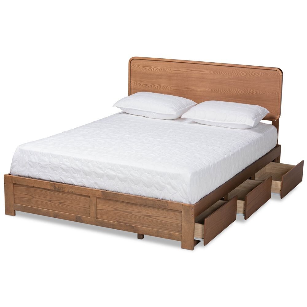BAXTON STUDIO ELENI MODERN AND CONTEMPORARY TRANSITIONAL ASH WALNUT BROWN FINISHED WOOD FULL SIZE 3-DRAWER PLATFORM STORAGE BED