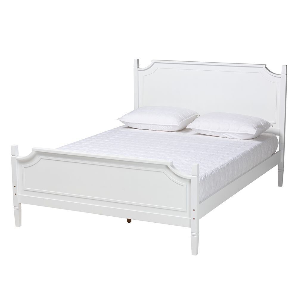 BAXTON STUDIO MARIANA CLASSIC AND TRADITIONAL WHITE FINISHED WOOD QUEEN SIZE PLATFORM BED
