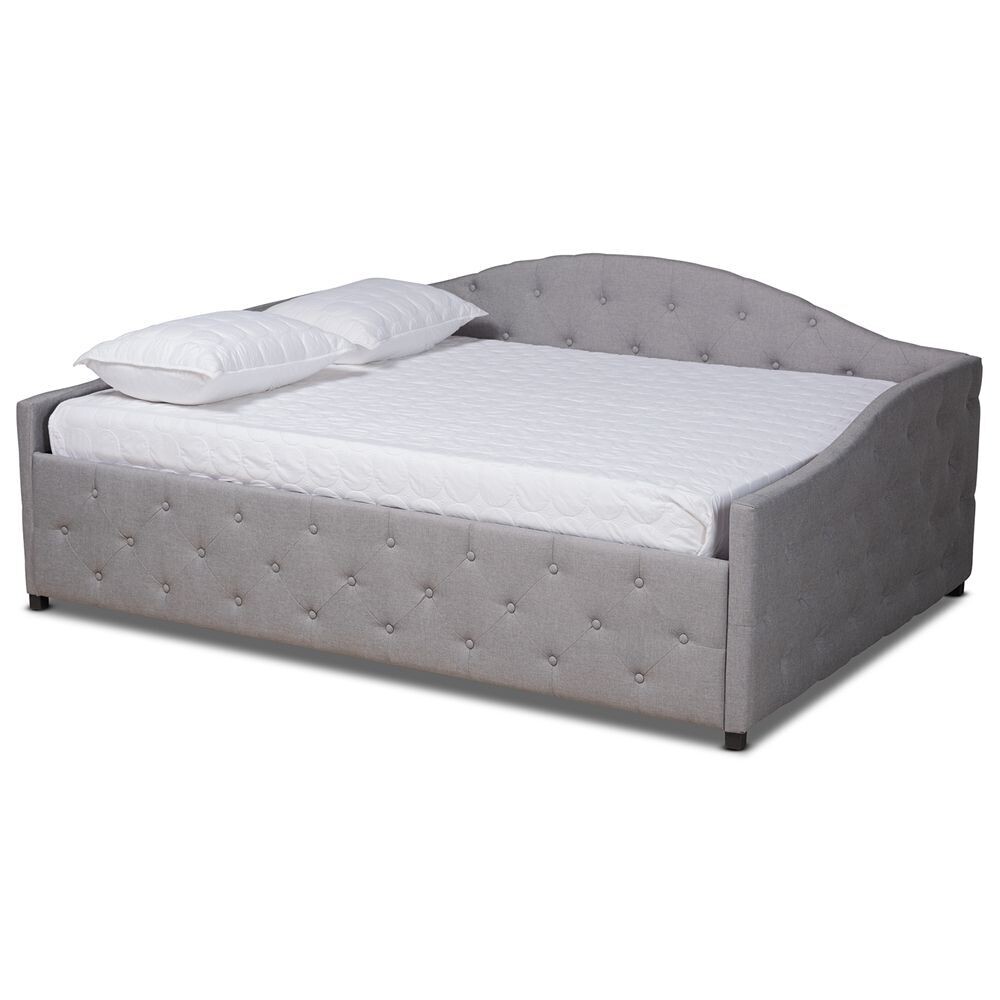 BAXTON STUDIO BECKER MODERN AND CONTEMPORARY TRANSITIONAL GREY FABRIC UPHOLSTERED QUEEN SIZE DAYBED