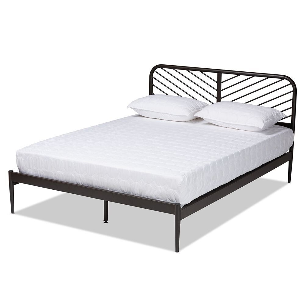 BAXTON STUDIO DORA MODERN AND CONTEMPORARY INDUSTRIAL BLACK BRONZE METAL QUEEN SIZE PLATFORM BED