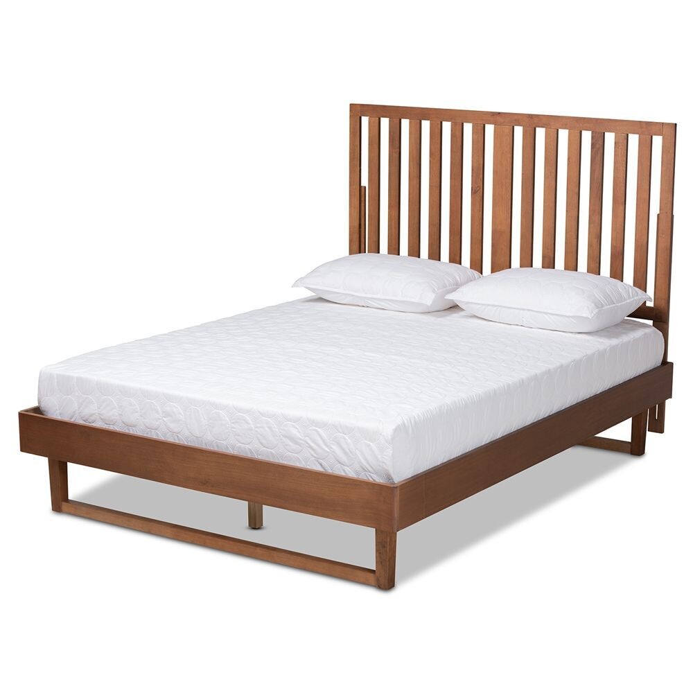 BAXTON STUDIO MARIN MODERN AND CONTEMPORARY WALNUT BROWN FINISHED WOOD QUEEN SIZE PLATFORM BED