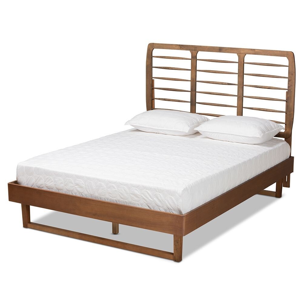 BAXTON STUDIO LUCIE MODERN AND CONTEMPORARY WALNUT BROWN FINISHED WOOD QUEEN SIZE PLATFORM BED
