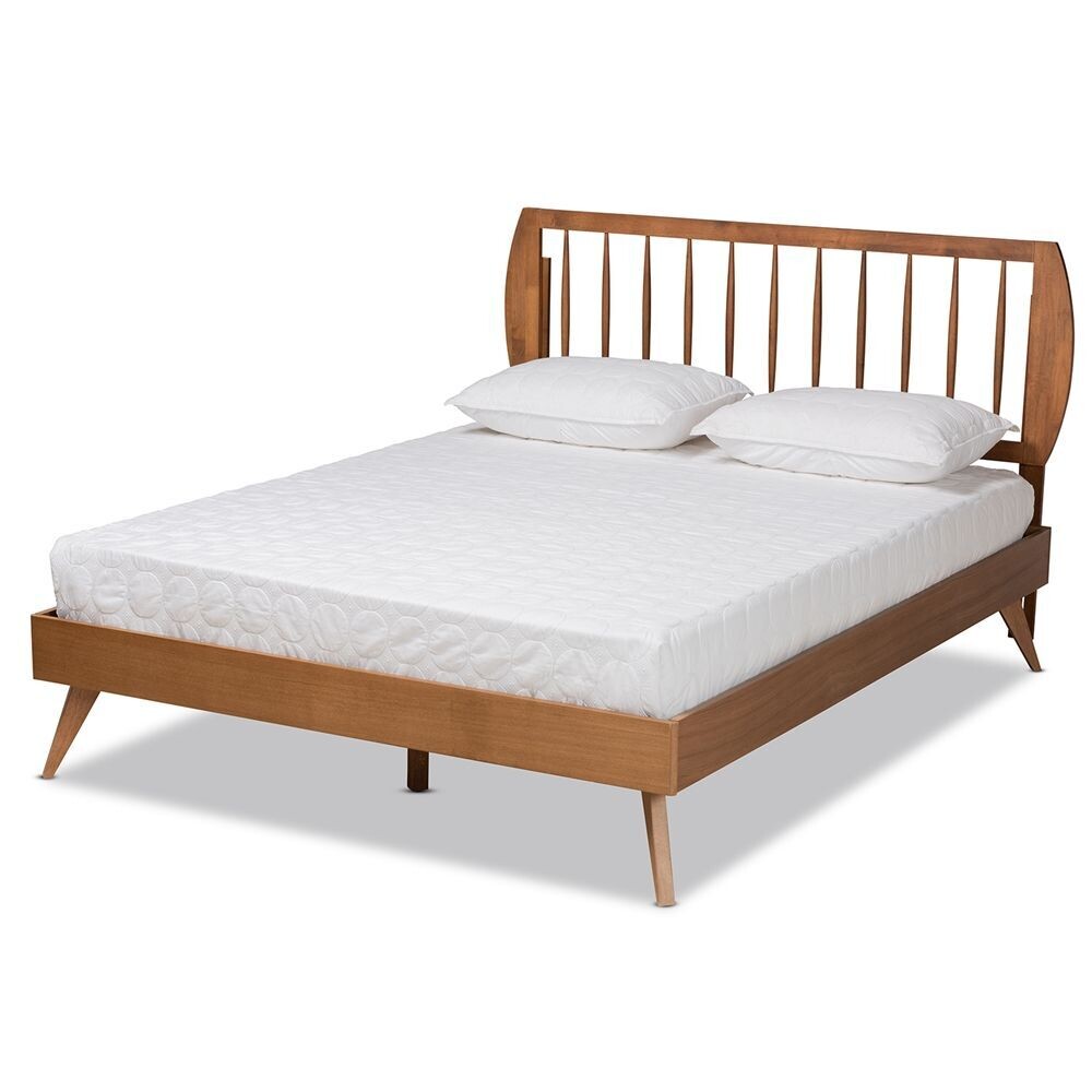 BAXTON STUDIO EMIKO MODERN AND CONTEMPORARY WALNUT BROWN FINISHED WOOD QUEEN SIZE PLATFORM BED