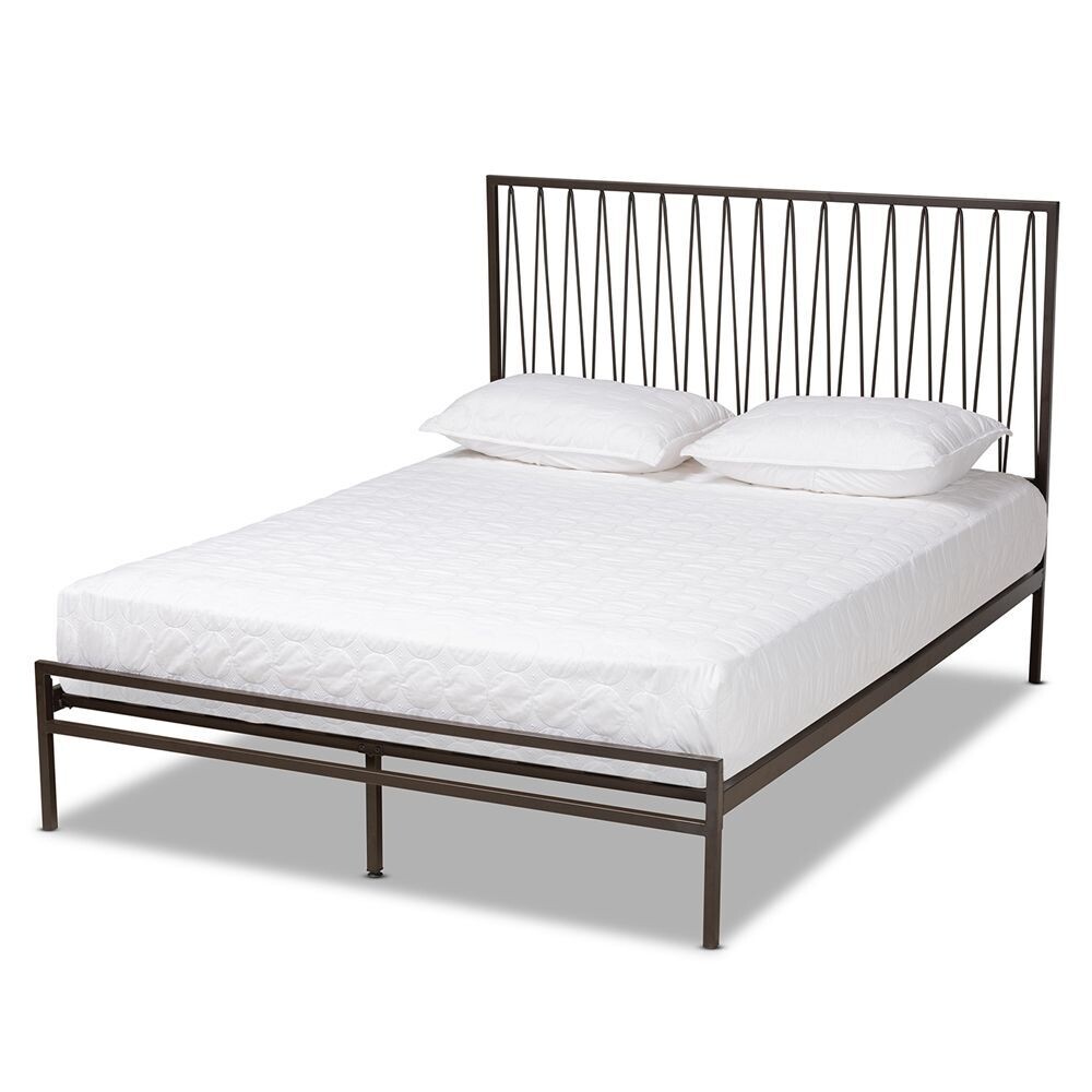 BAXTON STUDIO JEANETTE MODERN AND CONTEMPORARY BLACK BRONZE FINISHED METAL QUEEN SIZE PLATFORM BED