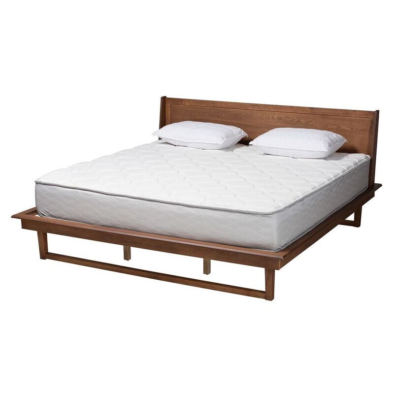 BAXTON STUDIO MACAYLE MID-CENTURY MODERN ASH WALNUT FINISHED WOOD KING SIZE PLATFORM BED BAXTON STUDIO MACAYLE MID-CENTURY MODERN ASH WALNUT FINISHED WOOD KING SIZE PLATFORM BED