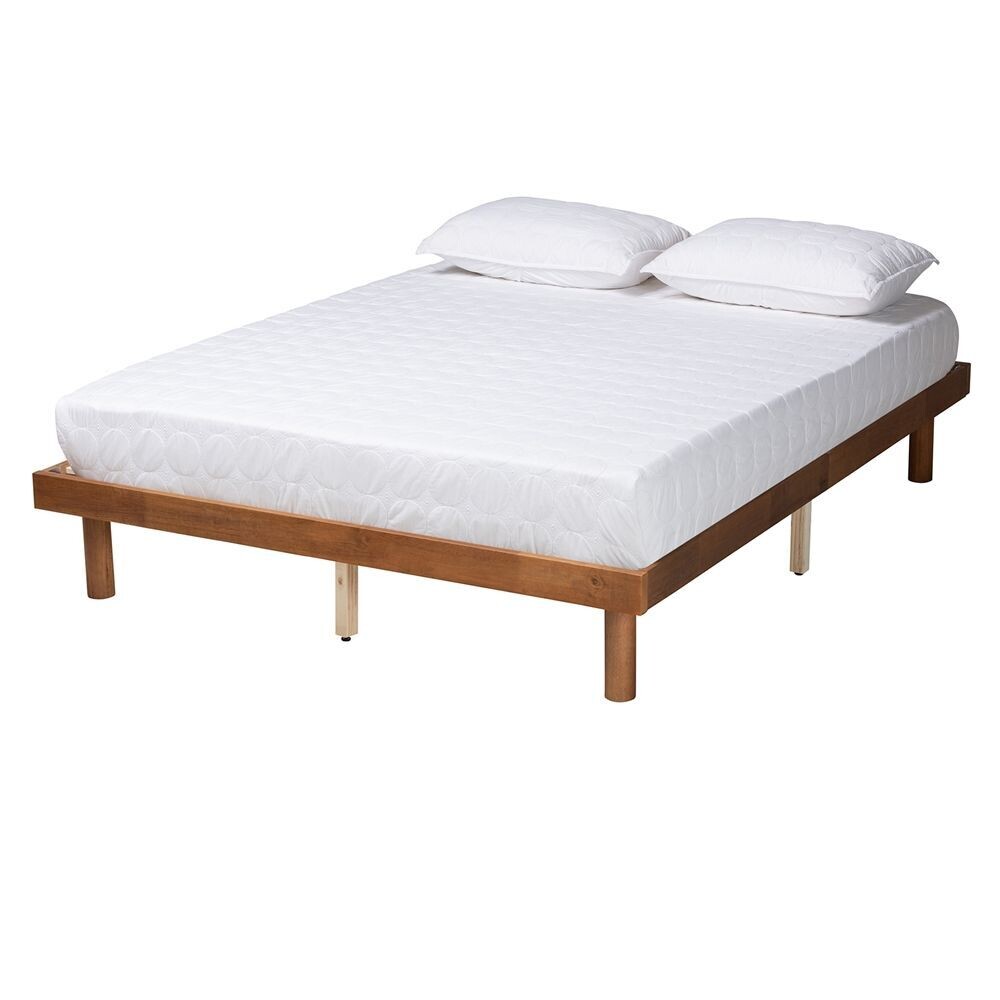 BAXTON STUDIO WINSTON MID-CENTURY MODERN WALNUT BROWN FINISHED WOOD KING SIZE PLATFORM BED FRAME