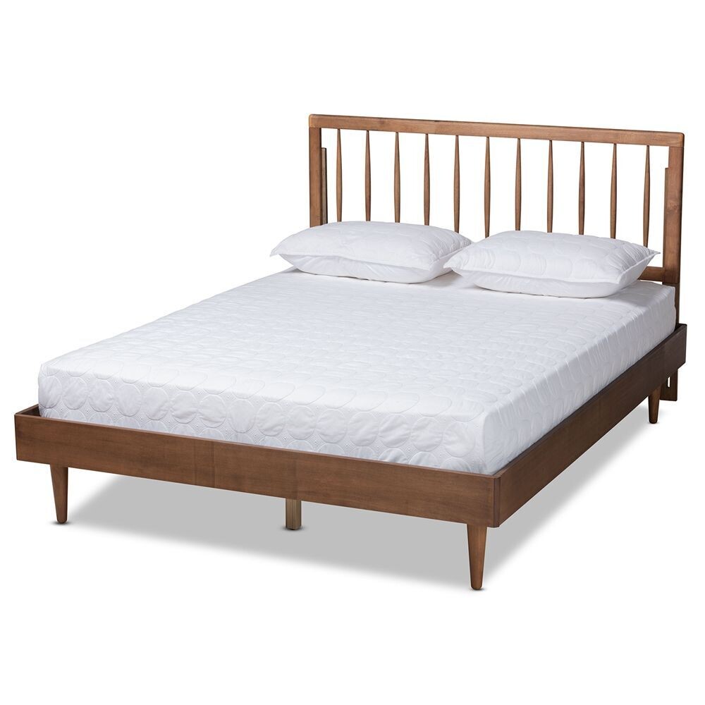BAXTON STUDIO SORA MID-CENTURY MODERN ASH WALNUT FINISHED WOOD KING SIZE PLATFORM BED