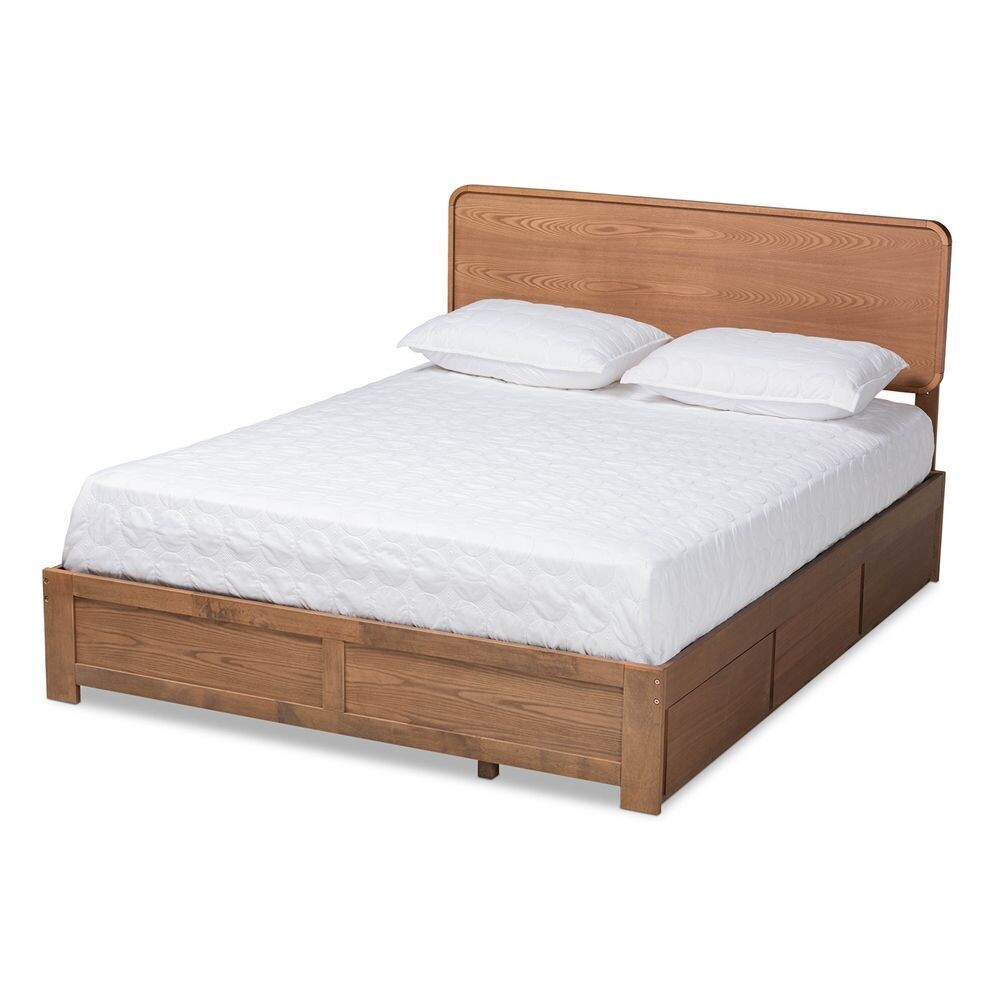 BAXTON STUDIO ELENI MODERN AND CONTEMPORARY TRANSITIONAL ASH WALNUT BROWN FINISHED WOOD KING SIZE 3-DRAWER PLATFORM STORAGE BED