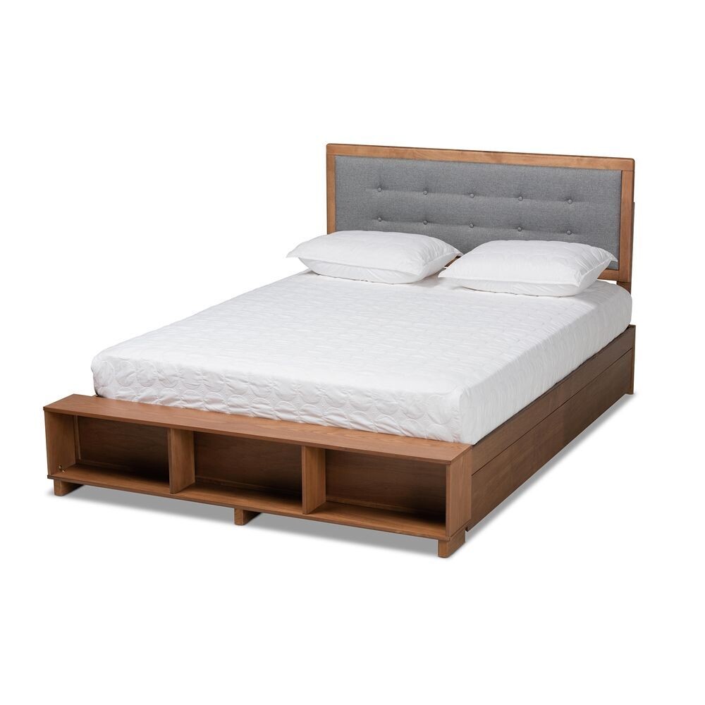 BAXTON STUDIO COSMA MODERN TRANSITIONAL ASH WALNUT BROWN FINISHED WOOD 4-DRAWER KING SIZE PLATFORM STORAGE BED