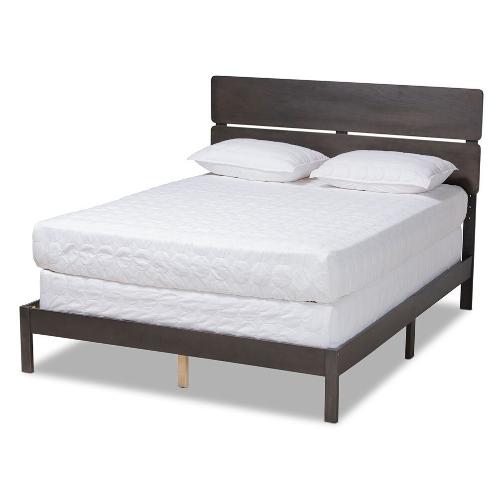 BAXTON STUDIO ANTHONY MODERN AND CONTEMPORARY DARK GREY OAK FINISHED WOOD KING SIZE PANEL BED