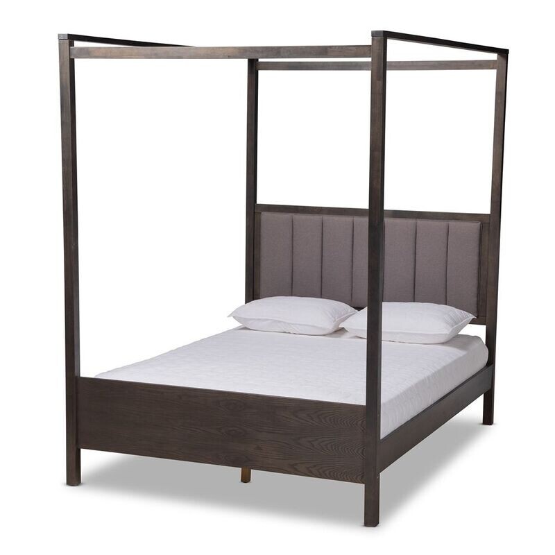BAXTON STUDIO NATASHA MODERN AND CONTEMPORARY GREY FABRIC UPHOLSTERED AND DARK GREY OAK FINISHED WOOD KING SIZE PLATFORM CANOPY BED BAXTON STUDIO NATASHA MODERN AND CONTEMPORARY GREY FABRIC UPHOLSTERED AND DARK GREY OAK FINISHED WOOD KING SIZE PLATFORM CANOPY BED