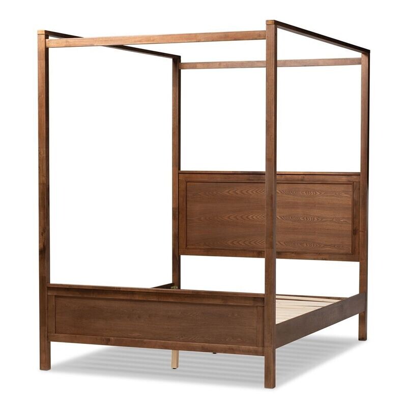 BAXTON STUDIO VERONICA MODERN AND CONTEMPORARY WALNUT BROWN FINISHED WOOD KING SIZE PLATFORM CANOPY BED BAXTON STUDIO VERONICA MODERN AND CONTEMPORARY WALNUT BROWN FINISHED WOOD KING SIZE PLATFORM CANOPY BED