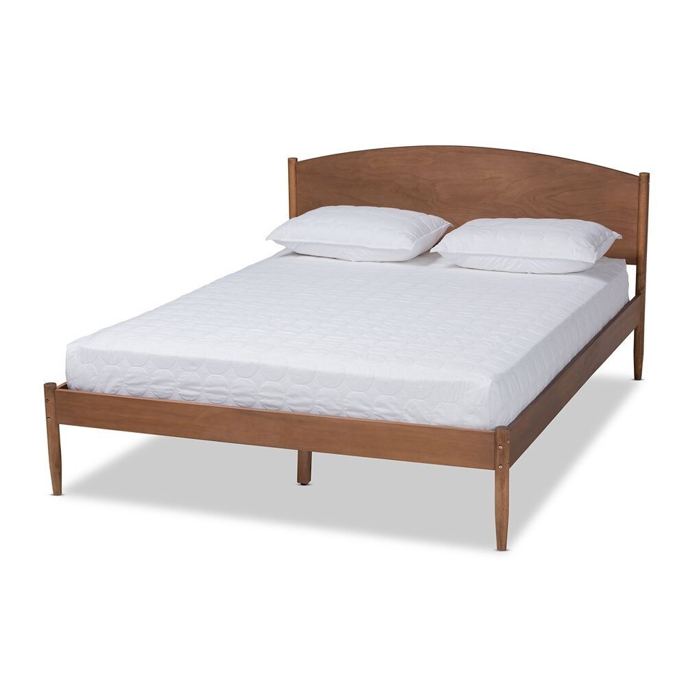 BAXTON STUDIO LEANORA MID-CENTURY MODERN ASH WANUT FINISHED KING SIZE WOOD PLATFORM BED