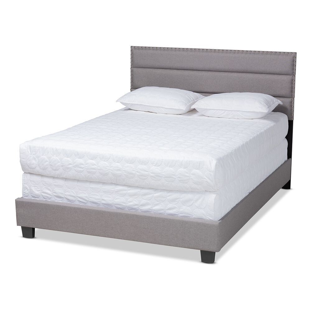 BAXTON STUDIO ANSA MODERN AND CONTEMPORARY GREY FABRIC UPHOLSTERED KING SIZE BED