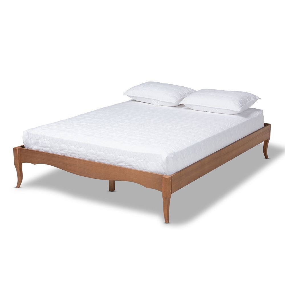 BAXTON STUDIO MARIEKE VINTAGE FRENCH INSPIRED ASH WANUT FINISHED KING SIZE WOOD BED FRAME
