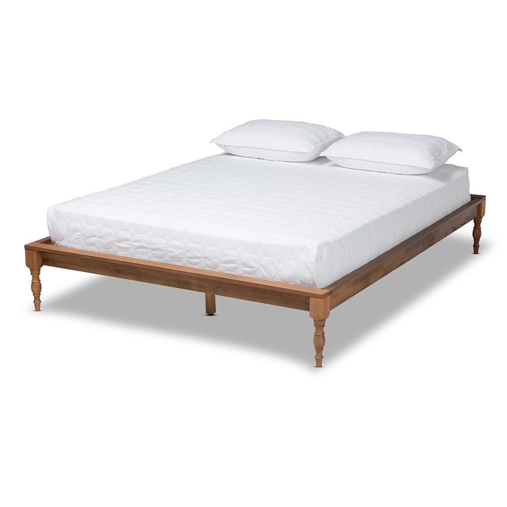 BAXTON STUDIO ROMY VINTAGE FRENCH INSPIRED ASH WANUT FINISHED KING SIZE WOOD BED FRAME