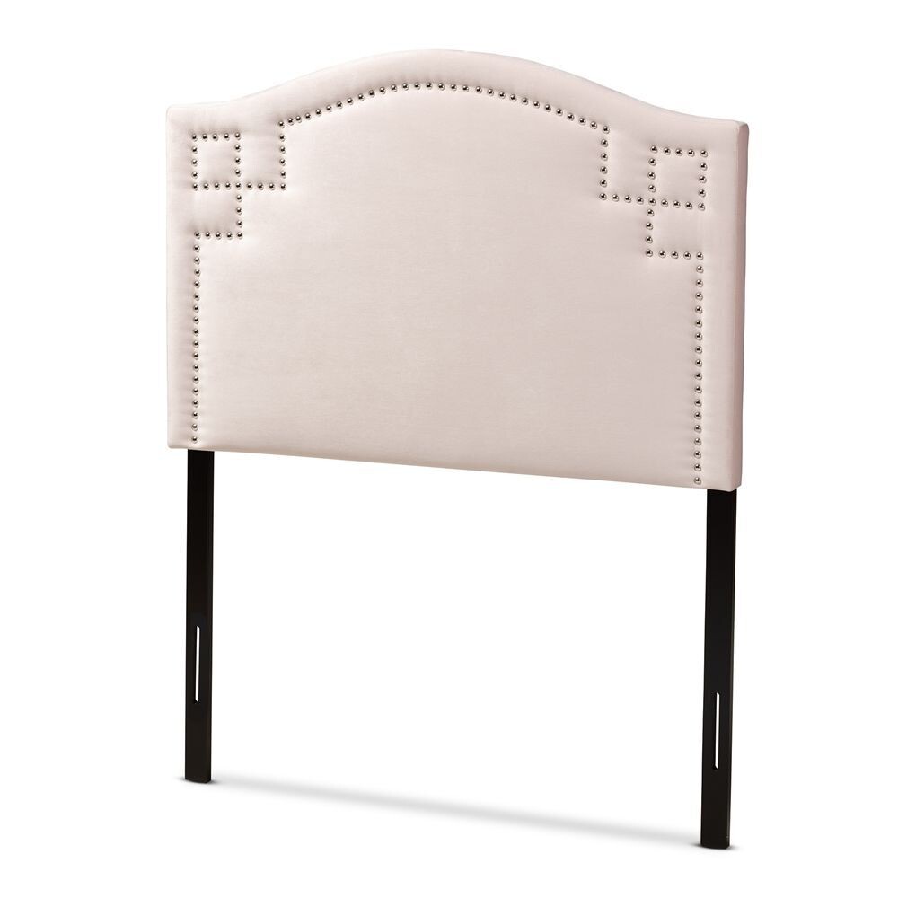BAXTON STUDIO AUBREY MODERN AND CONTEMPORARY LIGHT PINK VELVET FABRIC UPHOLSTERED TWIN SIZE HEADBOARD