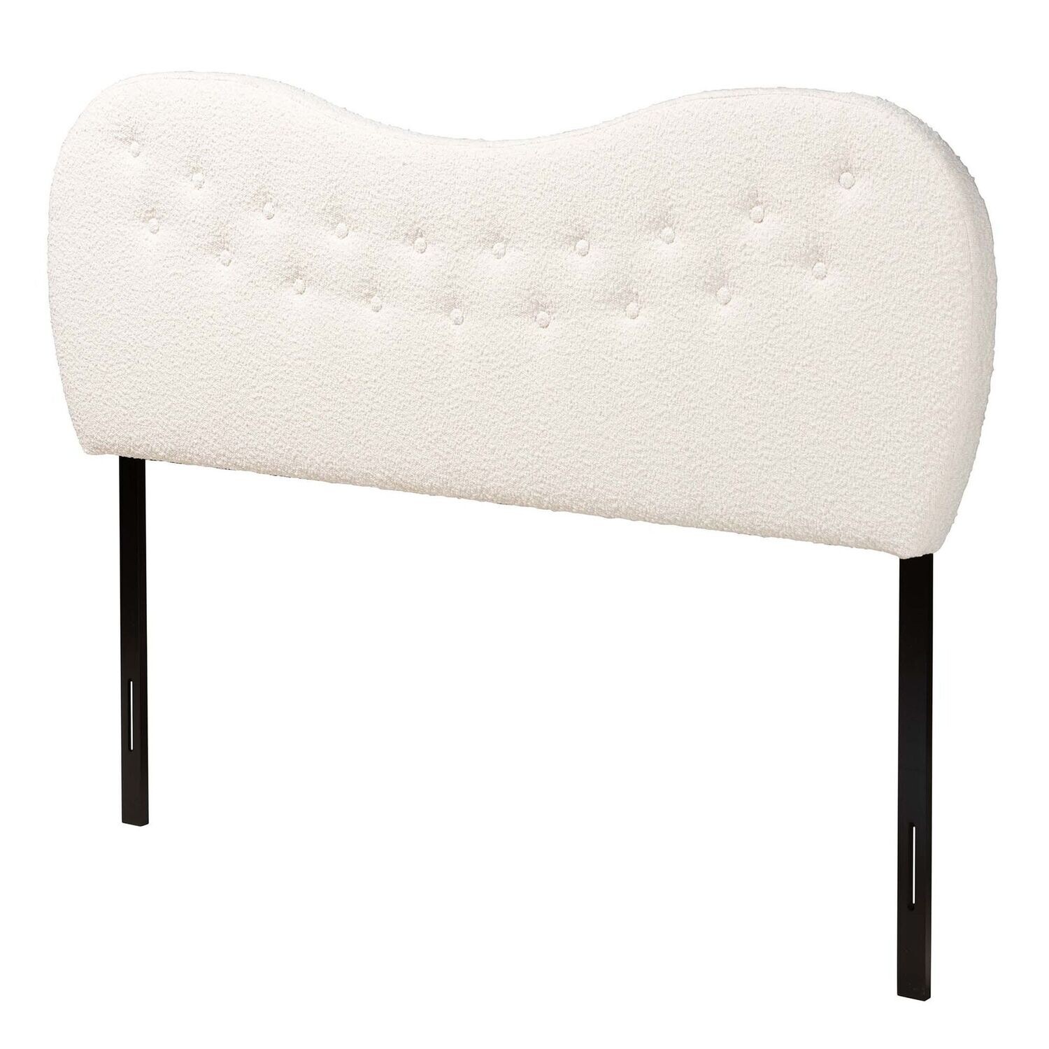 BAXTON STUDIO BRANTLEY MODERN CREAM BOUCLE FABRIC QUEEN SIZE HEADBOARD