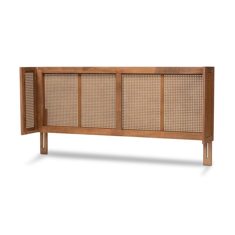 BAXTON STUDIO RINA MID-CENTURY MODERN ASH WANUT FINISHED WOOD AND SYNTHETIC RATTAN QUEEN SIZE WRAP-AROUND HEADBOARD

Item #: MG97151-Ash Walnut Rattan-Queen-Headboard