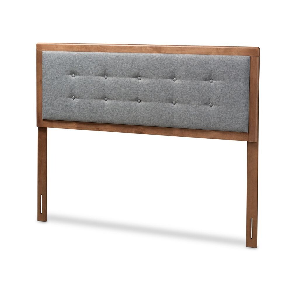 BAXTON STUDIO SARINE MID-CENTURY MODERN DARK GREY FABRIC UPHOLSTERED WALNUT BROWN FINISHED WOOD QUEEN SIZE HEADBOARD

Item #: MG97053-Dark Grey/Ash Walnut-HB-Queen