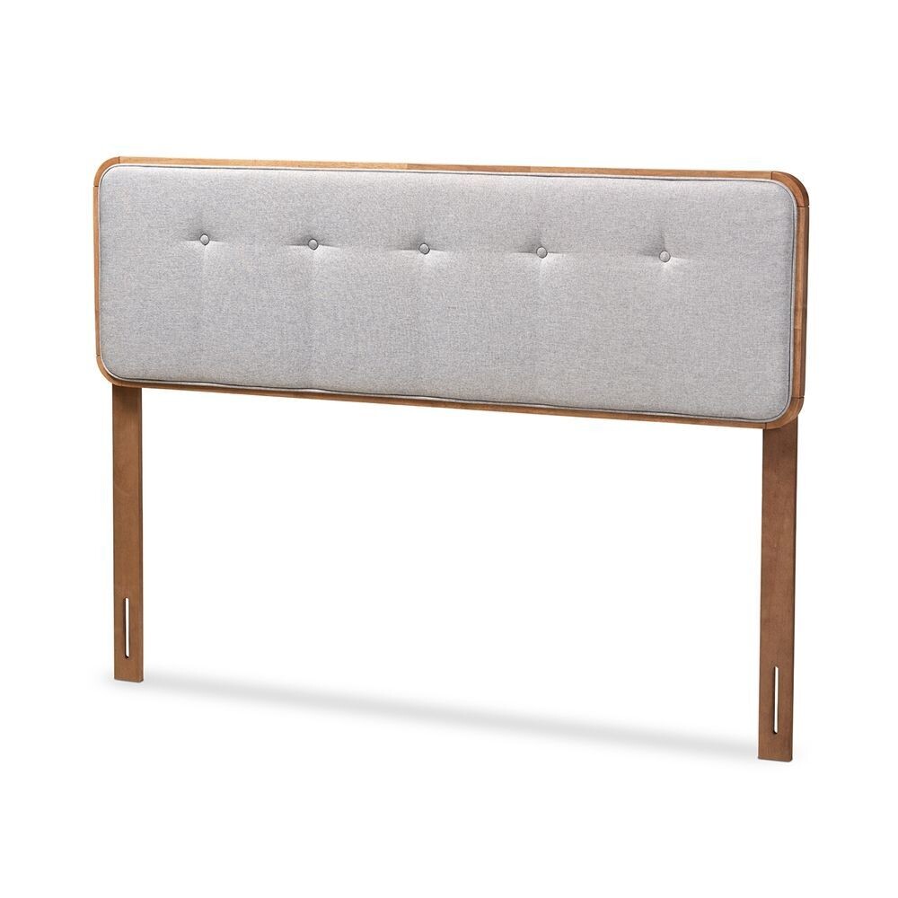 BAXTON STUDIO PALINA MID-CENTURY MODERN LIGHT GREY FABRIC UPHOLSTERED WALNUT BROWN FINISHED WOOD QUEEN SIZE HEADBOARD

Item #: MG3000PC-Light Grey/Ash Walnut-HB-Queen