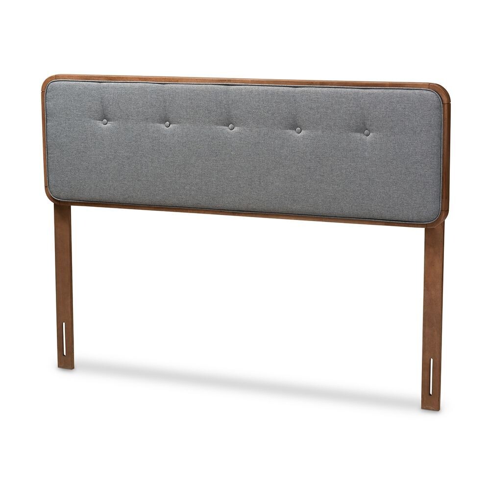 BAXTON STUDIO PALINA MID-CENTURY MODERN DARK GREY FABRIC UPHOLSTERED WALNUT BROWN FINISHED WOOD QUEEN SIZE HEADBOARD

Item #: MG3000PC-Dark Grey/Ash Walnut-HB-Queen