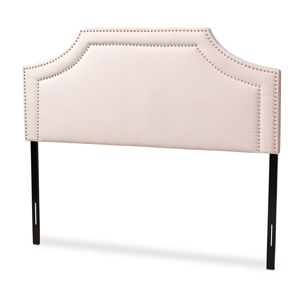 BAXTON STUDIO AVIGNON MODERN AND CONTEMPORARY LIGHT PINK VELVET FABRIC UPHOLSTERED QUEEN SIZE HEADBOARD