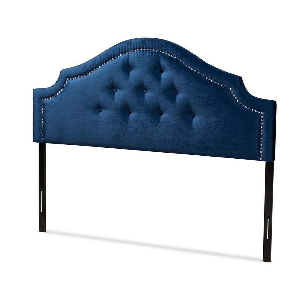 BAXTON STUDIO CORA MODERN AND CONTEMPORARY ROYAL BLUE VELVET FABRIC UPHOLSTERED QUEEN SIZE HEADBOARD