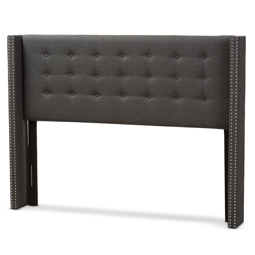 BAXTON STUDIO GINARO MODERN AND CONTEMPORARY DARK GREY FABRIC BUTTON-TUFTED NAIL HEAD QUEEN SIZE WINGED HEADBOARD

Item #: BBT6627-Dark Grey-Queen HB