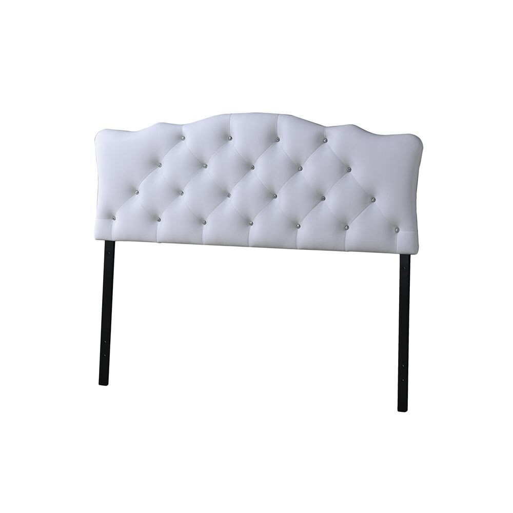 BAXTON STUDIO RITA MODERN AND CONTEMPORARY QUEEN SIZE WHITE FAUX LEATHER UPHOLSTERED BUTTON-TUFTED SCALLOPED HEADBOARD

Item #: BBT6503-White-Queen HB