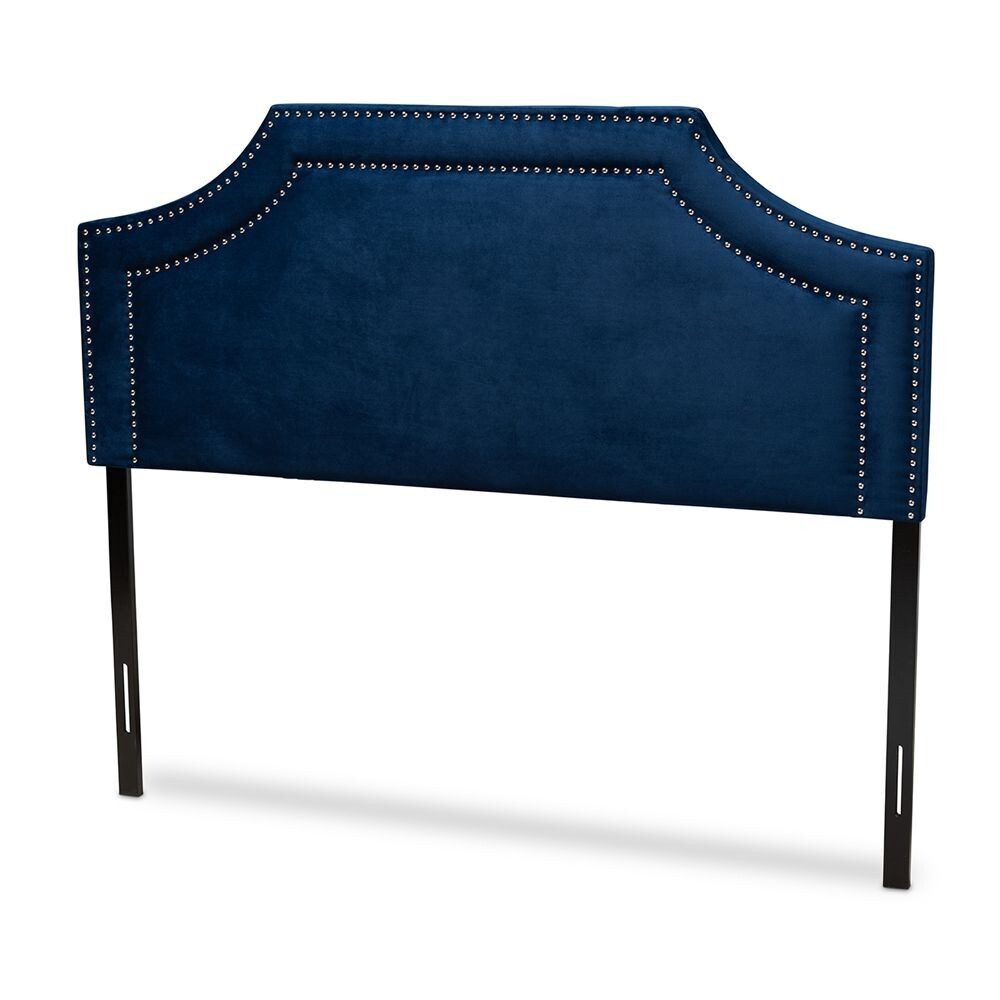 BAXTON STUDIO AVIGNON MODERN AND CONTEMPORARY NAVY BLUE VELVET FABRIC UPHOLSTERED KING SIZE HEADBOARD