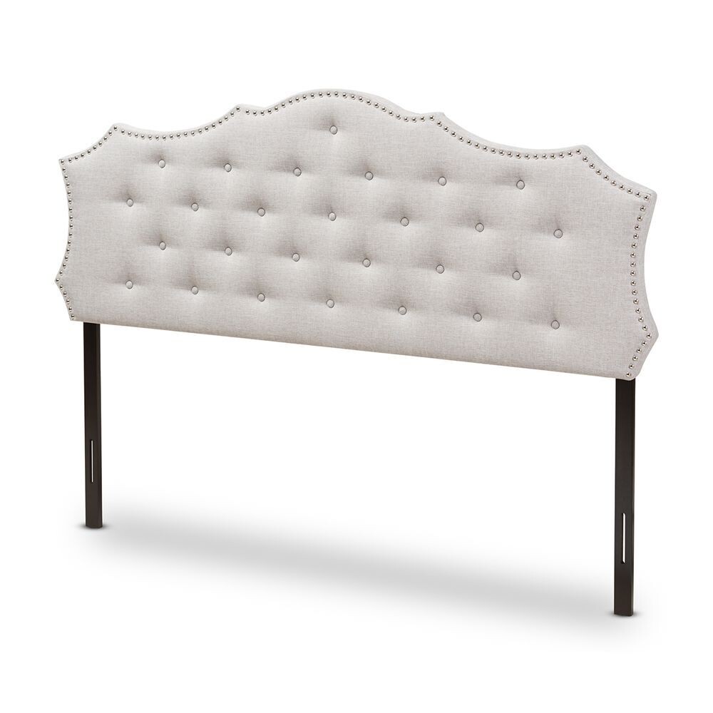 BAXTON STUDIO AURORA MODERN AND CONTEMPORARY GREYISH BEIGE FABRIC KING SIZE HEADBOARD