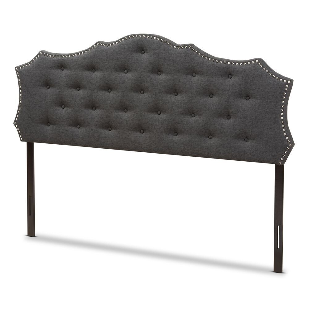 BAXTON STUDIO AURORA MODERN AND CONTEMPORARY DARK GREY FABRIC KING SIZE HEADBOARD