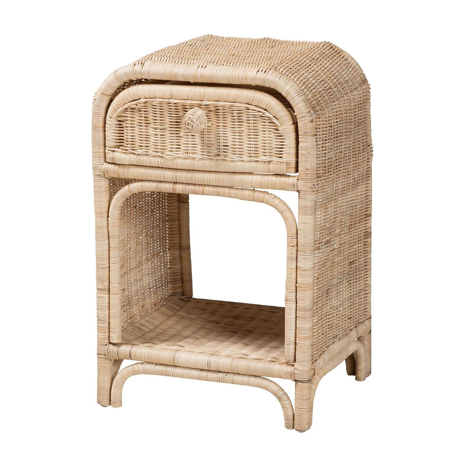 BAXTON STUDIO MAGNI MODERN BOHEMIAN NATURAL BROWN RATTAN 1-DRAWER NIGHTSTAND
